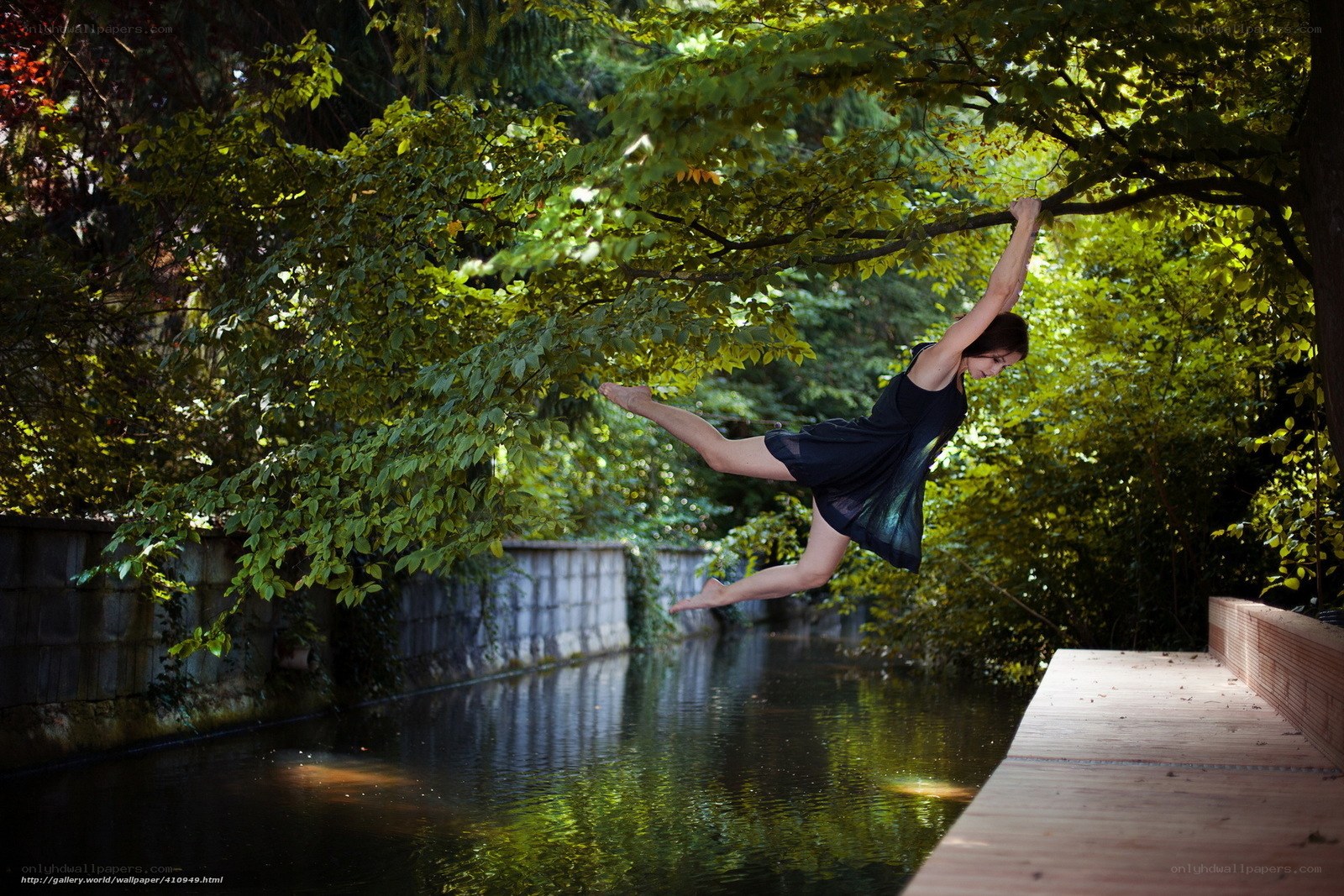 Dancer hanging from a tree