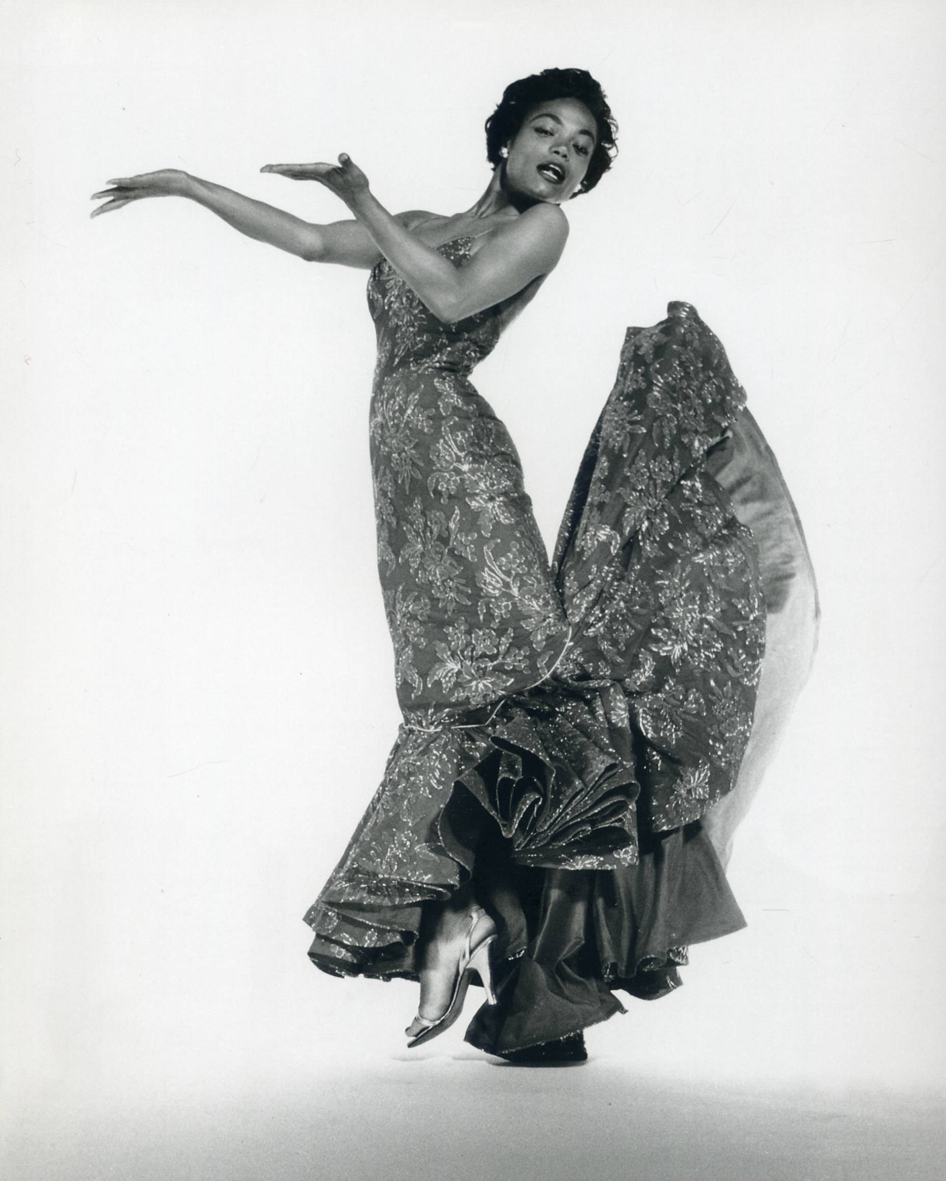 Dancer in a patterned gown