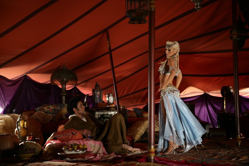 Dancer in a tent with man