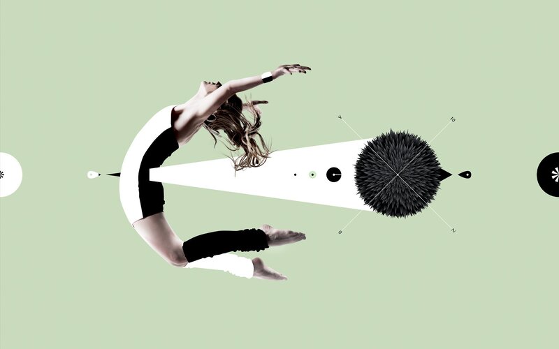dancer in abstract composition