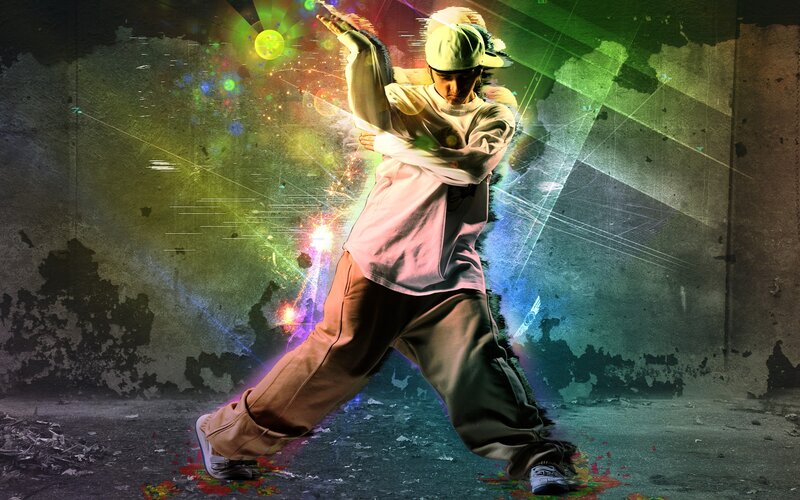 dancer in colorful light