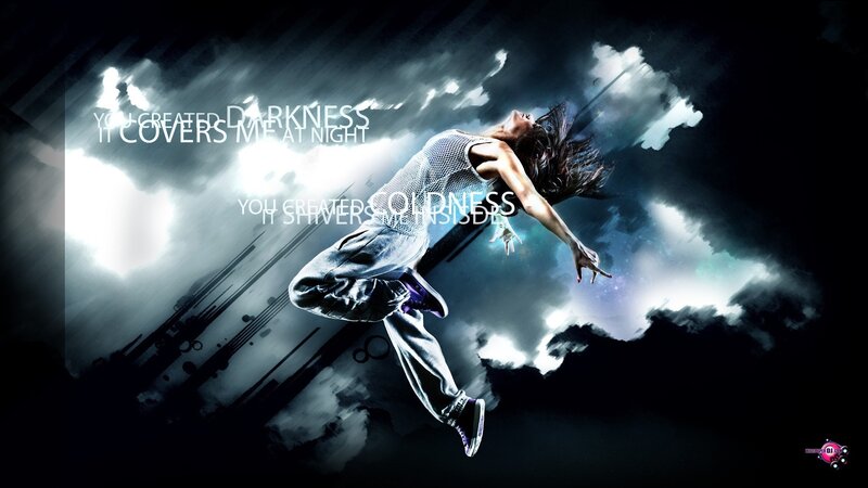 dancer in dark clouds