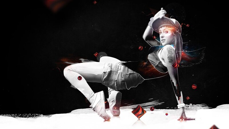 Dancer in Dynamic Pose — Black, Digital Art, Tattoo