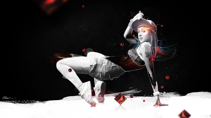 Dancer in Dynamic Pose — Black, Dramatic
