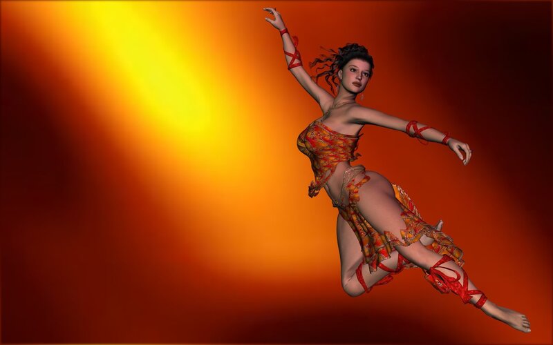 dancer in fiery costume