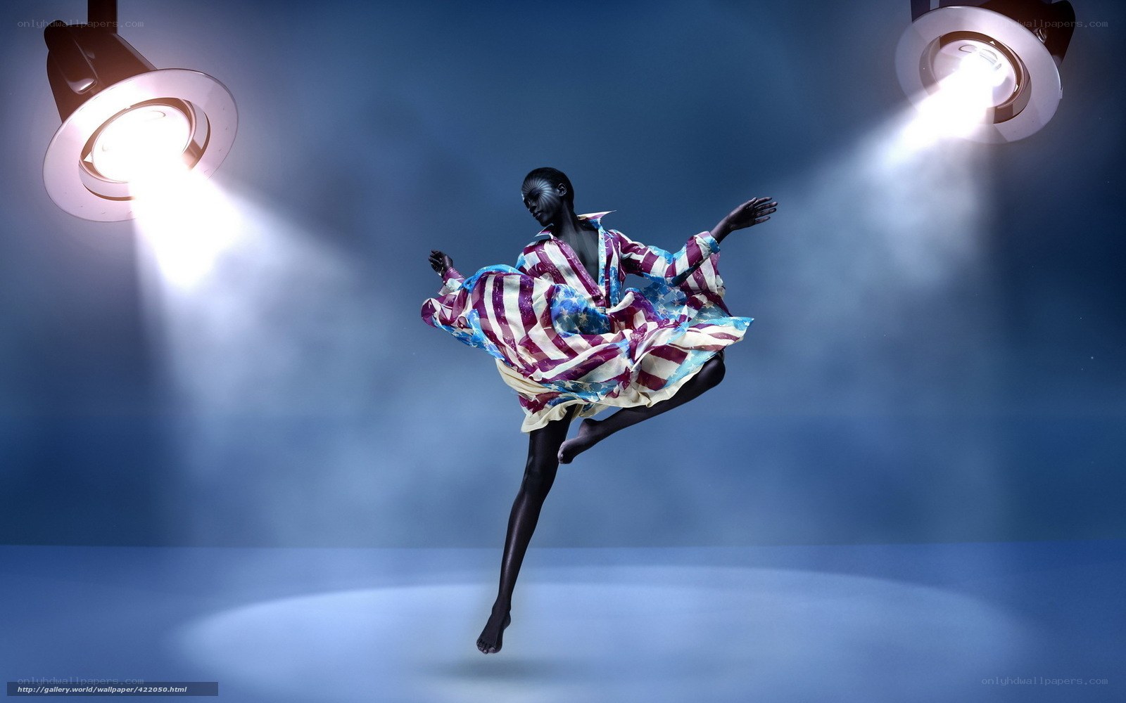 dancer in flag-patterned dress