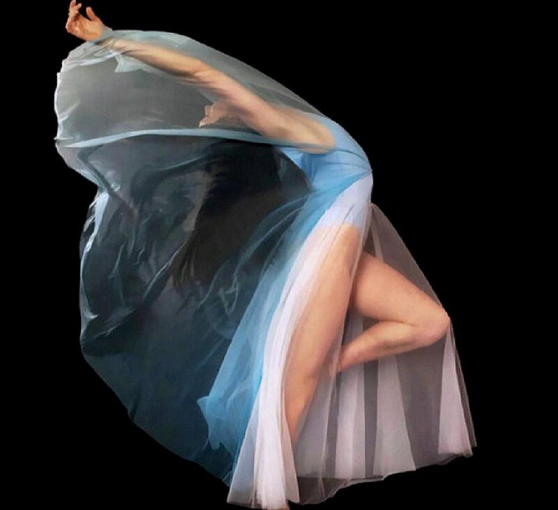 Dancer in Flowing Dress — Blue
