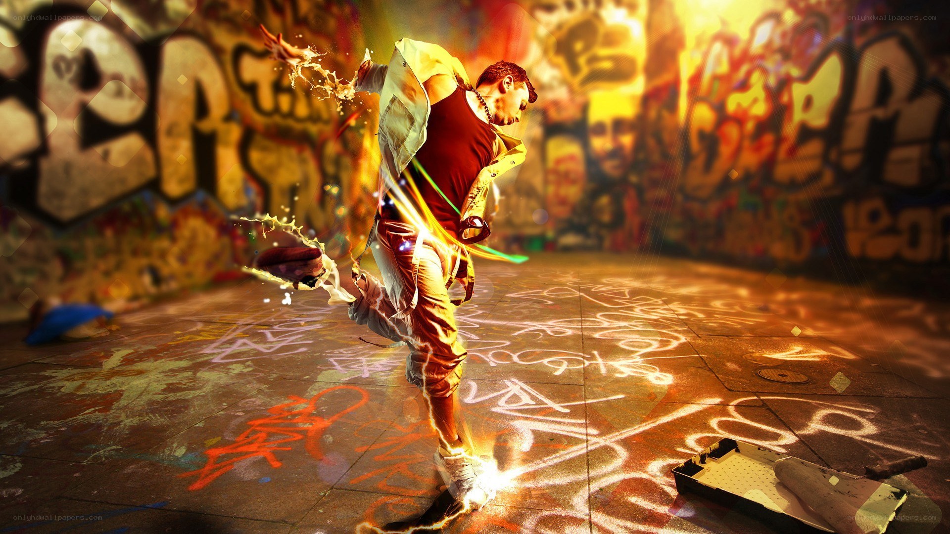 dancer in graffiti alley