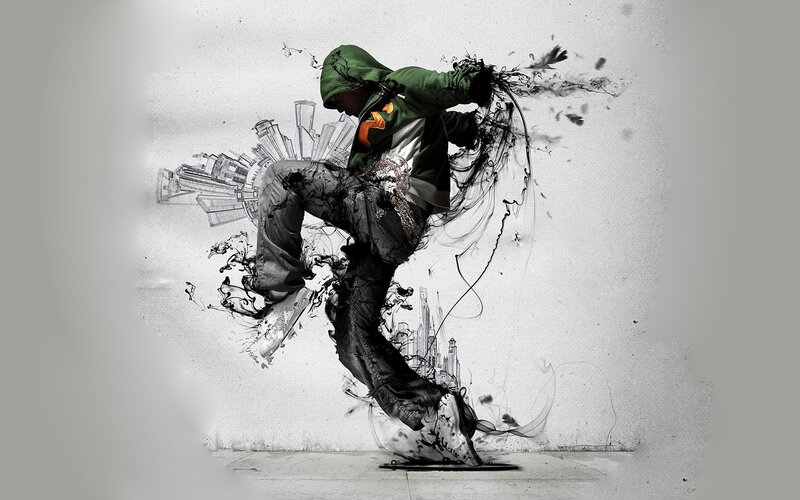 Dancer in Green Hoodie — Dynamic, Digital Art