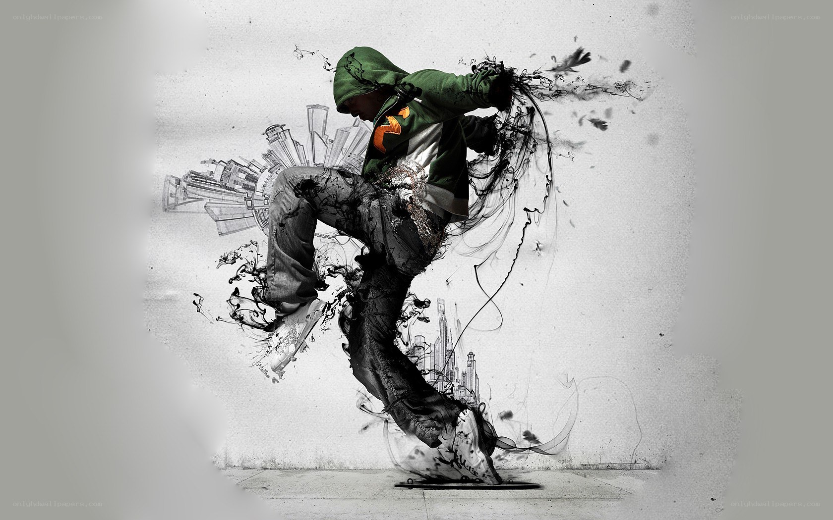 dancer in green hoodie