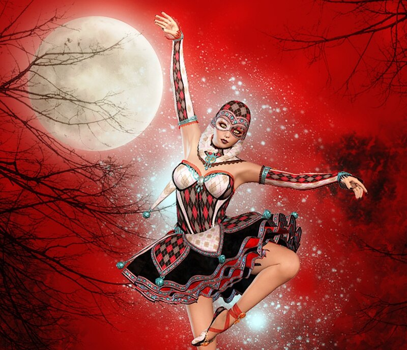 Dancer in Mask and Costume