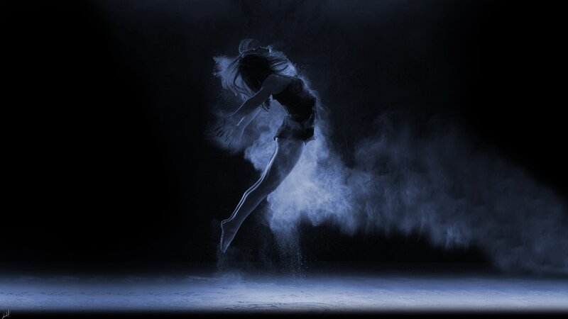 Dancer in Mid-air — Black, Dramatic