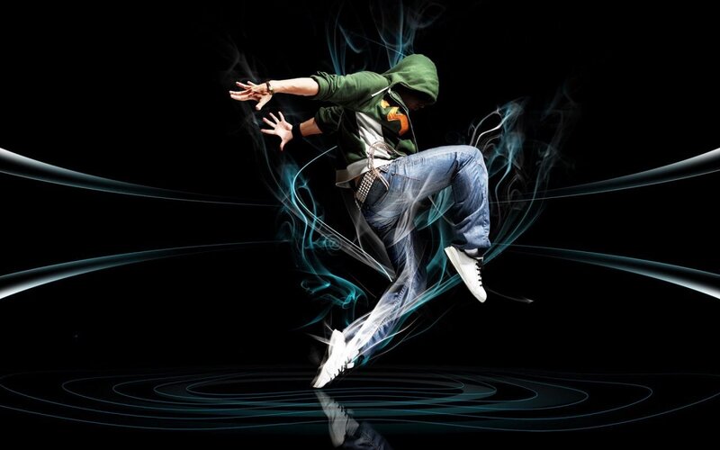 Dancer in Mid-air Jump — Black, Dynamic, Digital Art