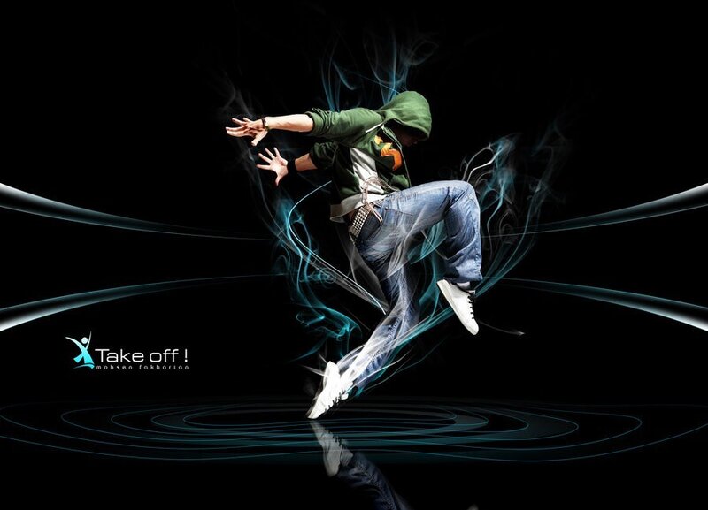 Dancer in Mid-air Jump — Black, Dynamic, Night