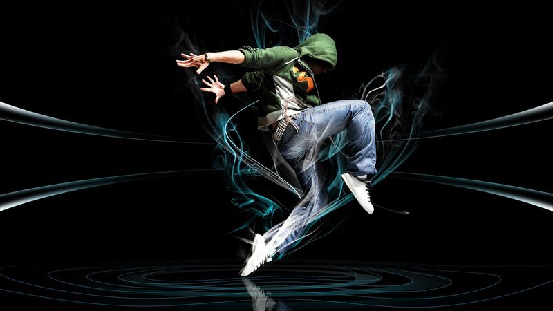 Dancer in Mid-air Jump — Black, Dynamic