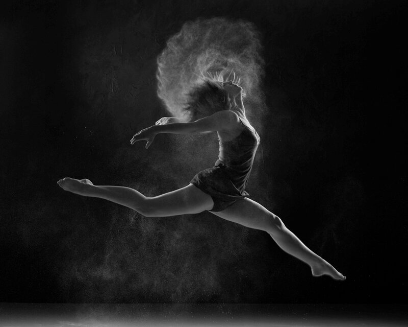 Dancer in Mid-air Jump — Black