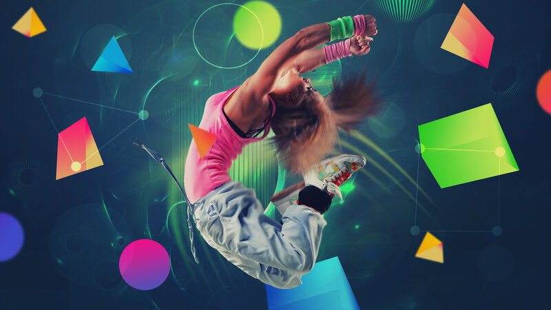 Dancer in Mid-air Jump — Green
