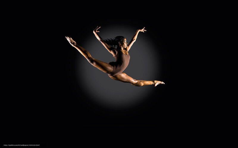 Dancer in Mid-air Leap — Black, Dramatic, Photograph, Leotard