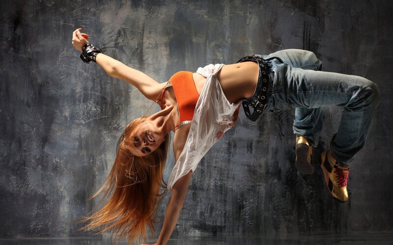 Dancer in mid-air pose