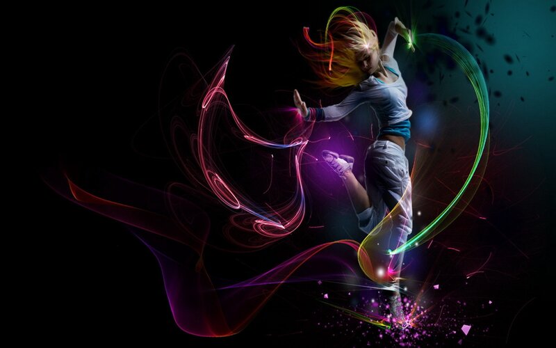 Dancer in Motion — Black, Dynamic, Night, Digital Art