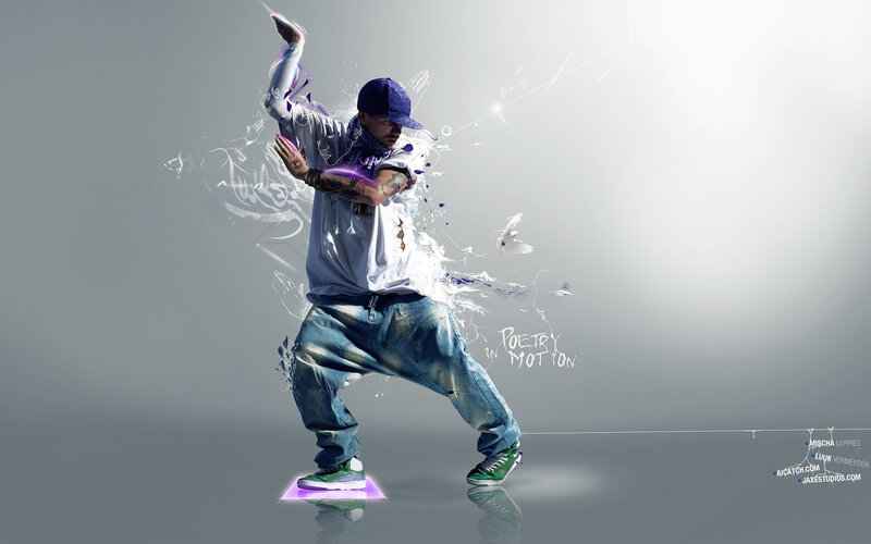 Dancer in Motion — Gray, Dynamic, Digital Art, Cap, Tattoos