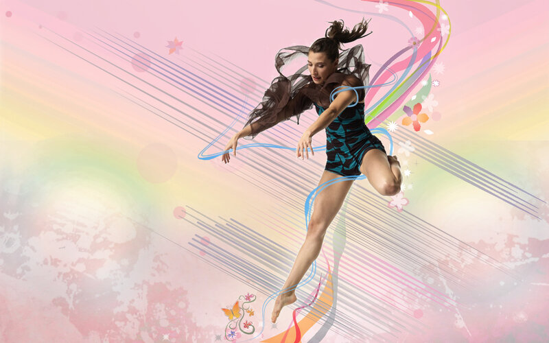 dancer in motion with colorful background