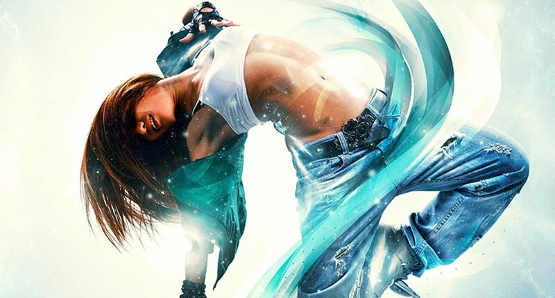 dancer in motion with energy swirl