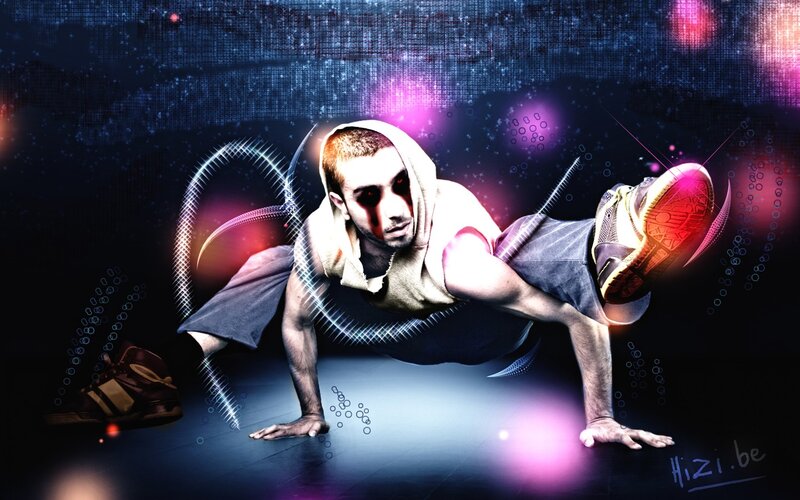 Dancer in motion with glowing effects