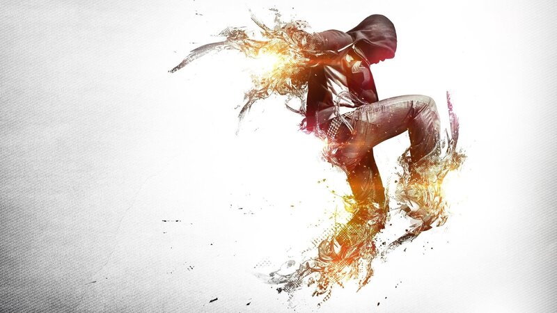 dancer in motion with light effects