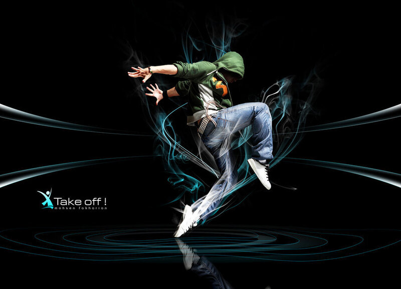 Dancer in motion with light trails