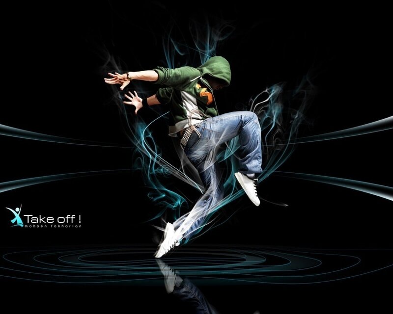 Dancer in motion with smoke effects
