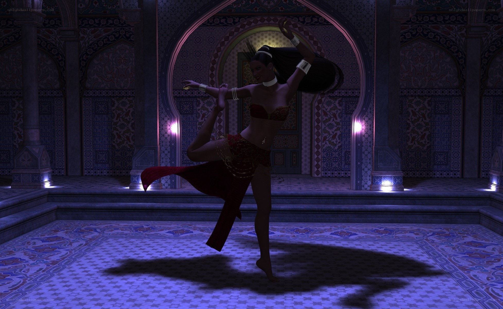 Dancer in ornate hall