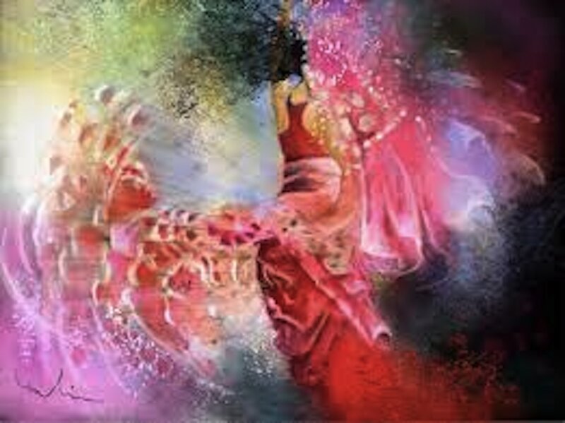 Dancer in Red Dress — Dynamic, Painting