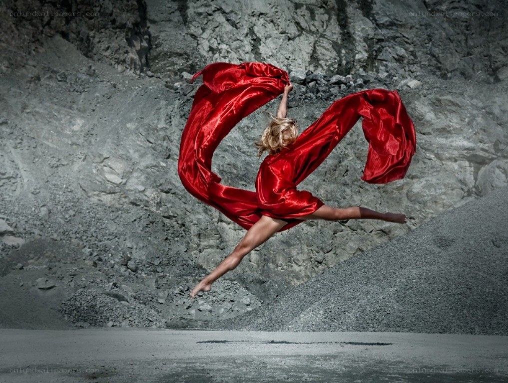 Dancer in red fabric