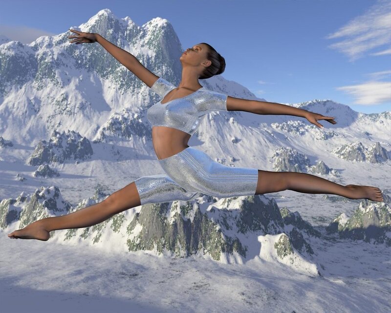 Dancer in snowy mountains