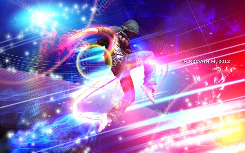 dancer in vibrant lights