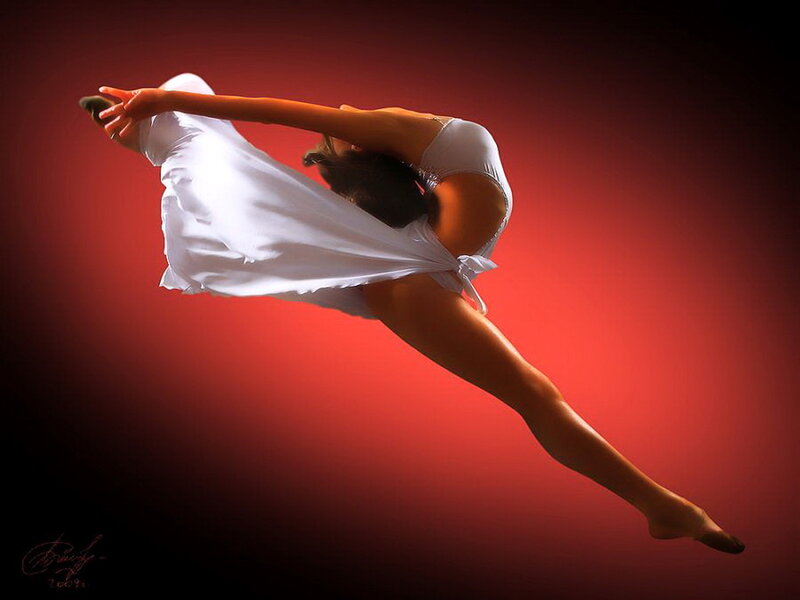 Dancer in White Dress — Red, Dramatic
