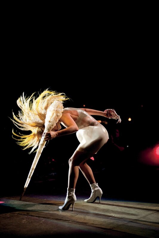 Dancer in white on stage