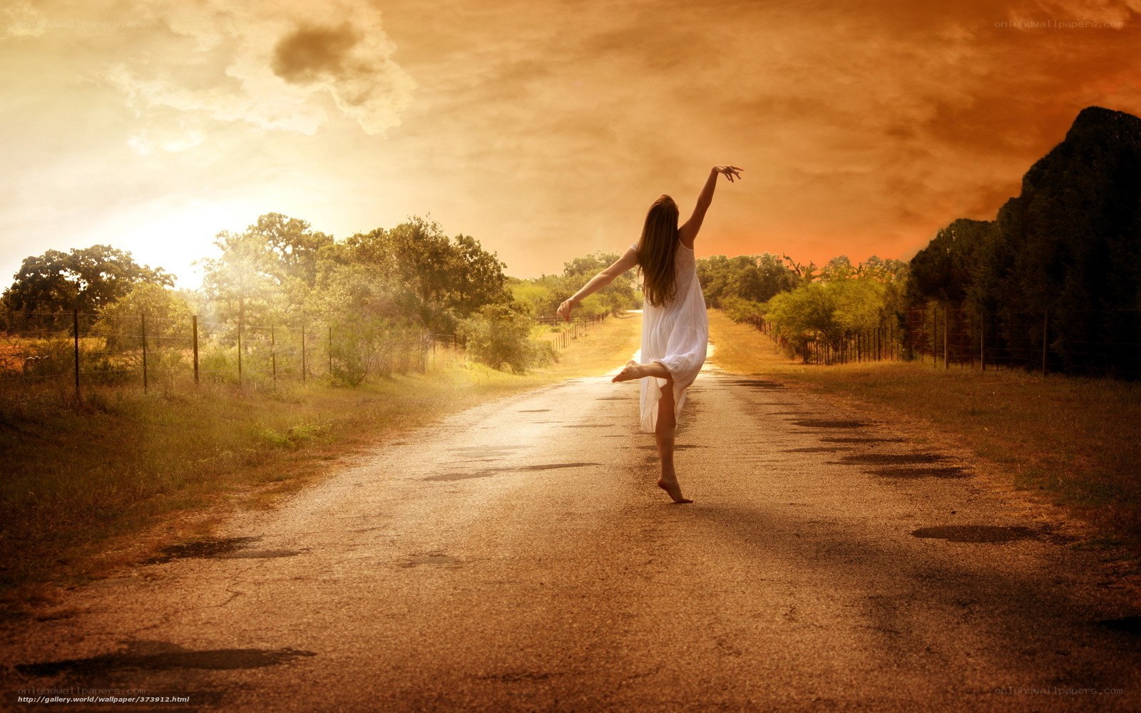 Dancer on a country road