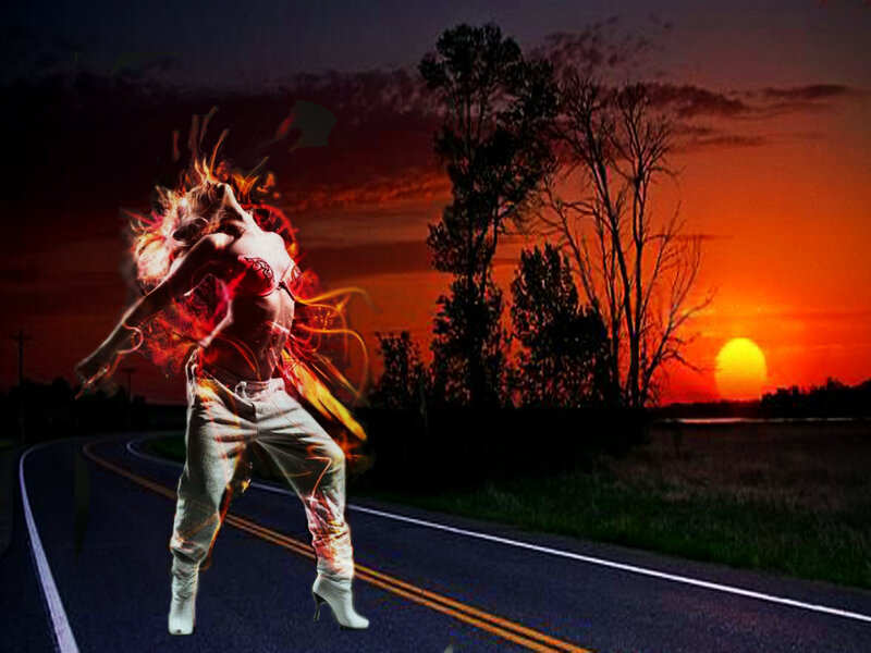 Dancer on Road at Sunset