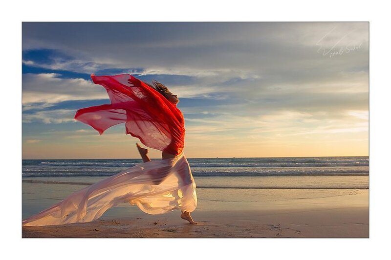 Dancer on the beach at sunset