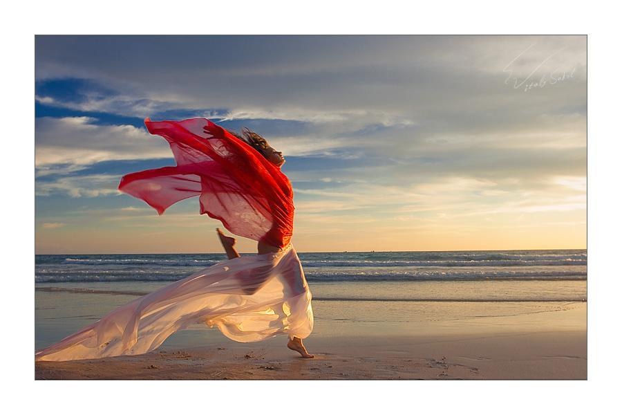Dancer on the beach at sunset