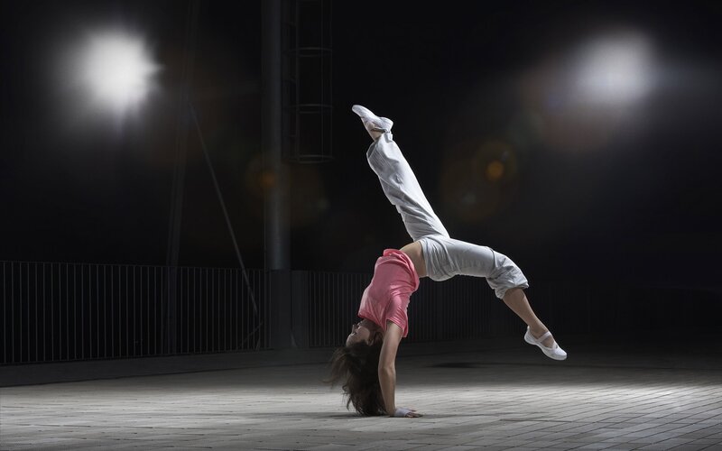 Dancer performing handstand