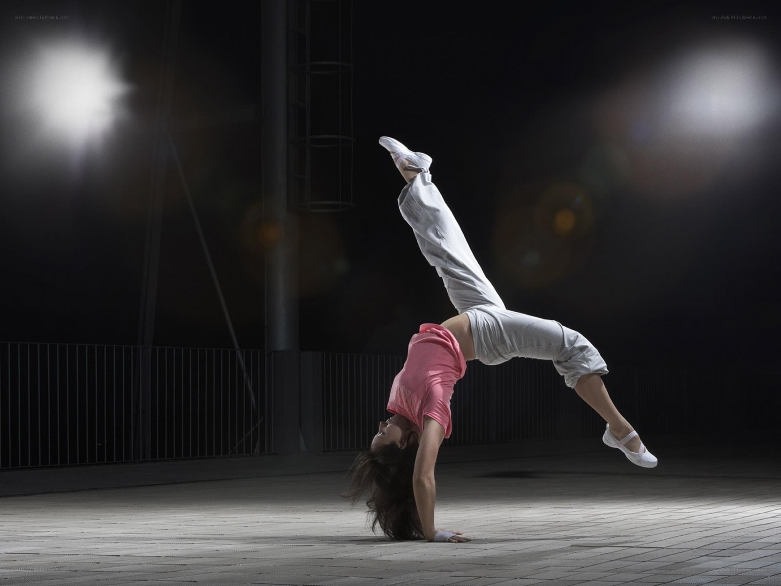 Dancer performing handstand