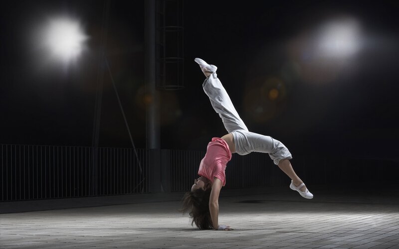 Dancer performing handstand