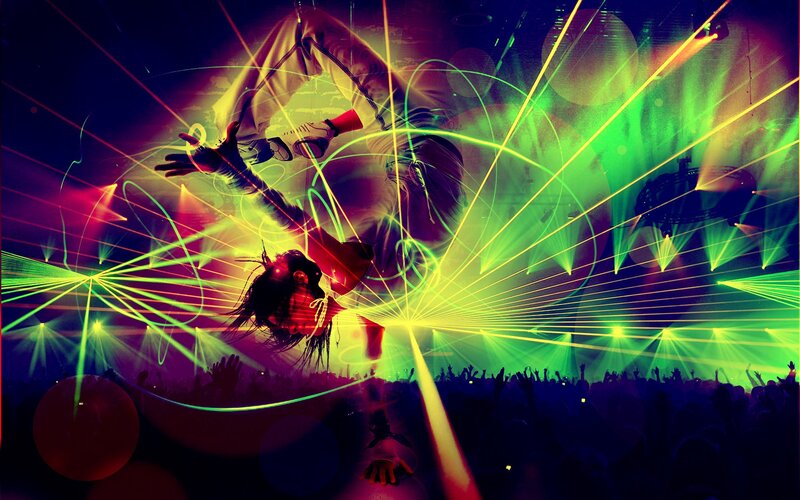 Dancer under laser lights