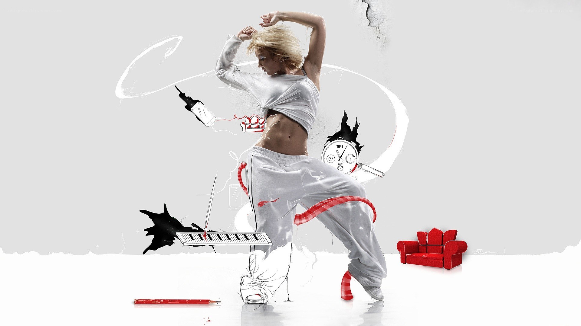 dancer with abstract elements