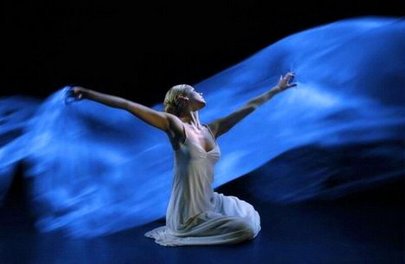 Dancer with Blue Fabric — Dramatic