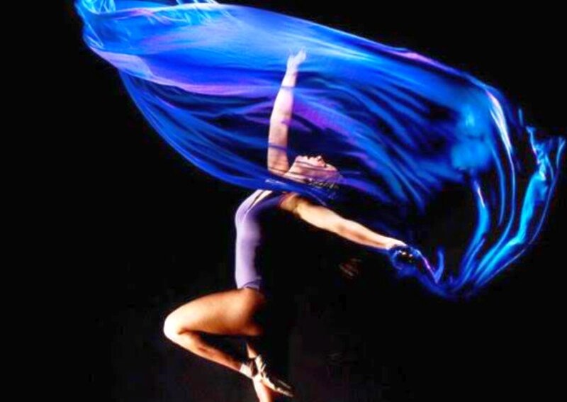 dancer with blue fabric