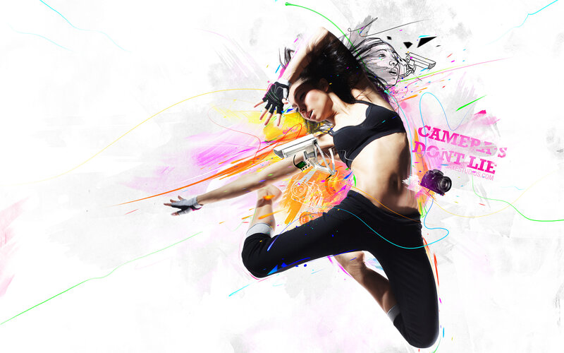 Dancer with cameras and paint